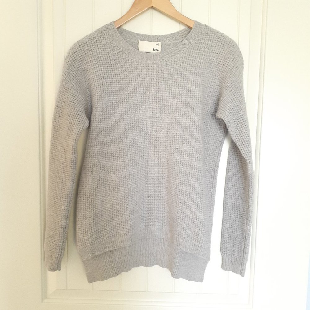 Aritzia Wilfred Free Isabelli Waffle Knit Crewneck Merino Sweater Gray Size S